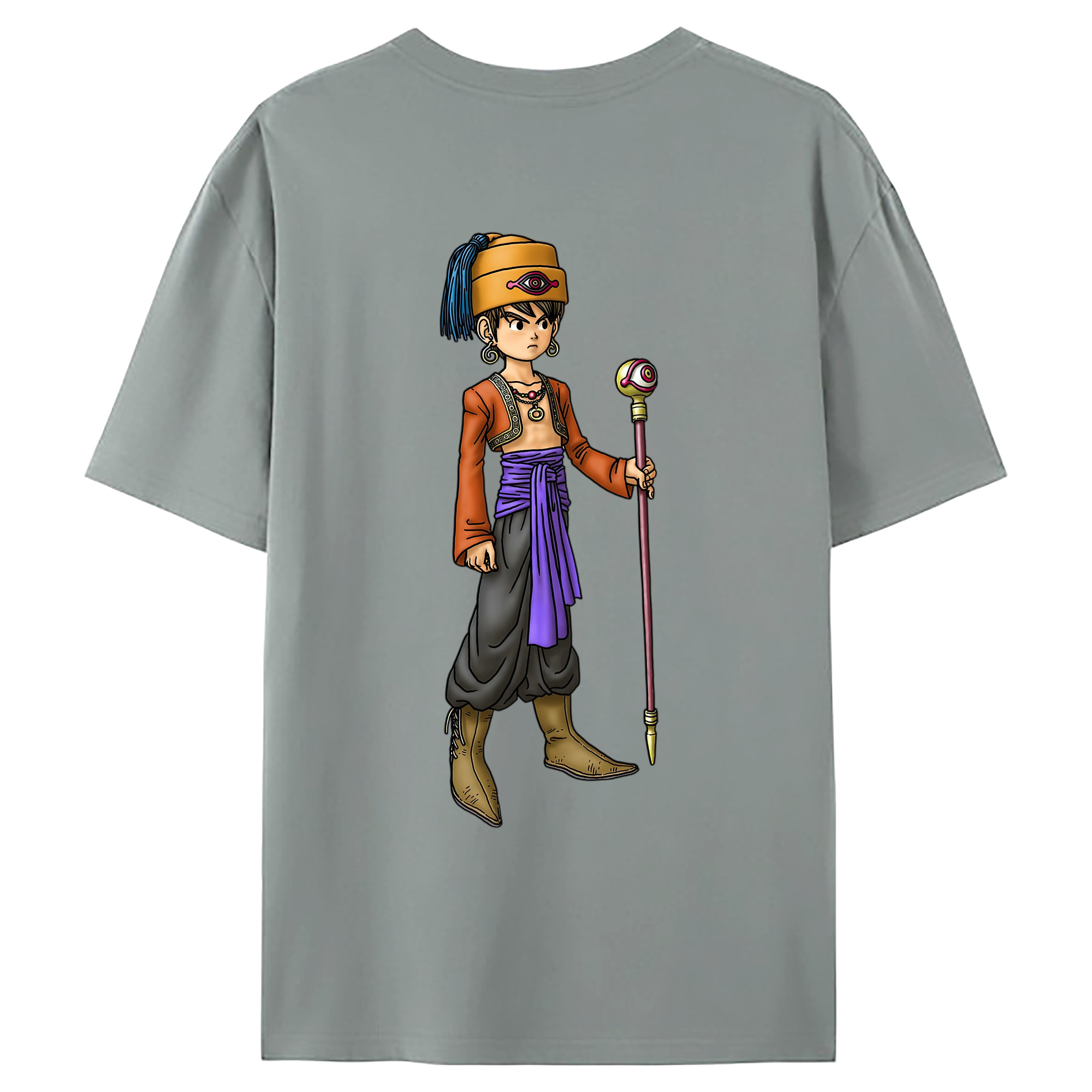 （画像用） ドラゴンクエスト Doragon Kuesuto Dragon Quest 綿100％ メンズ半袖Tシャツ（バックプリント） 通気性